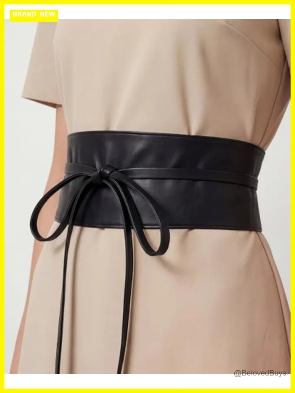 Faux Leather Obi Self Tie Belt - Cinch Waist
